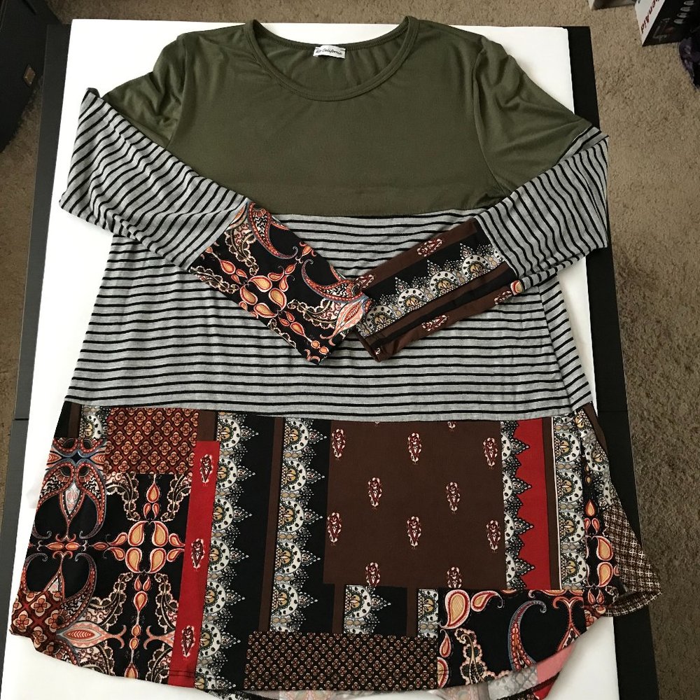 Egs California Mixed Media Hi-Lo Jersey Tunic A-line Size: Small